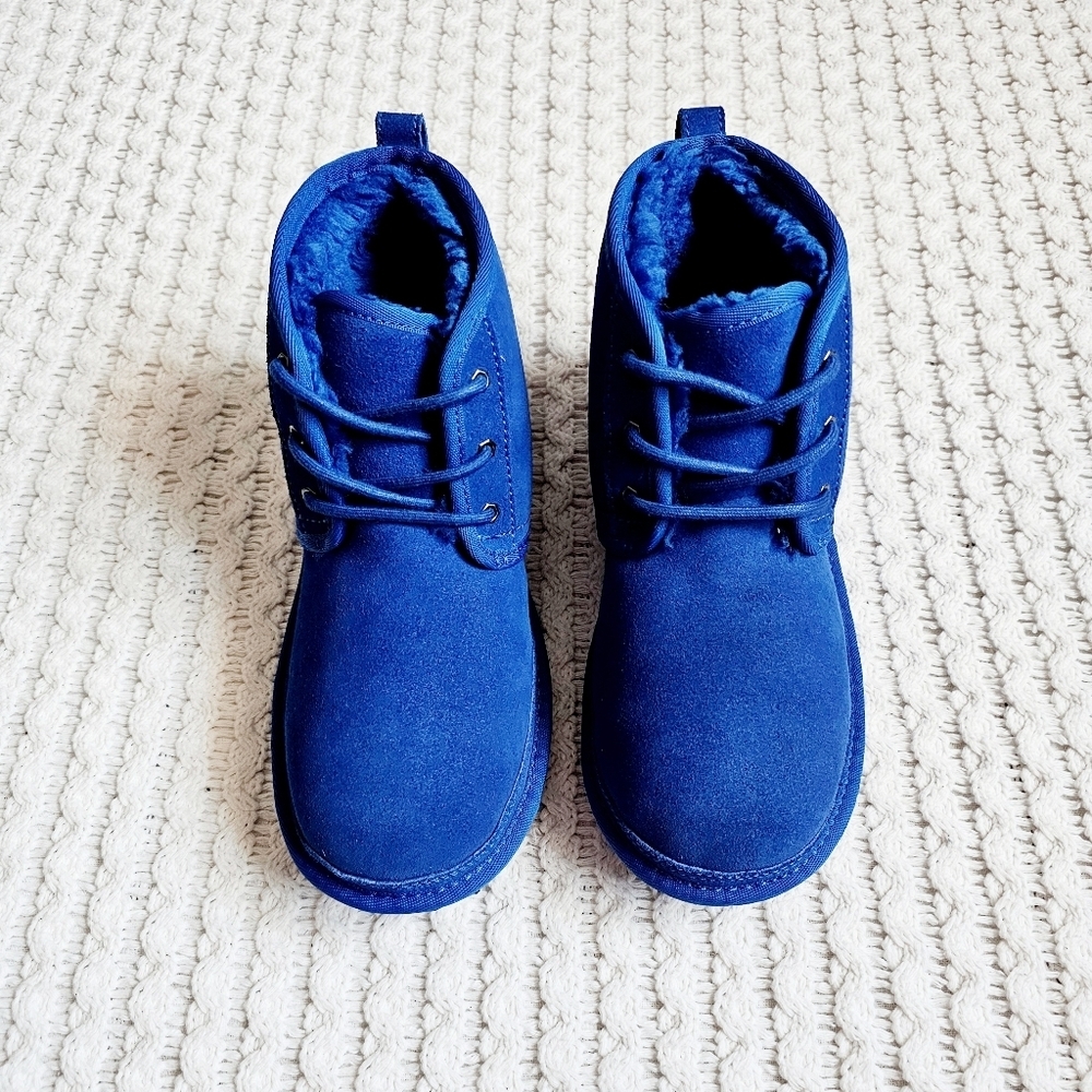 UGG Neumel II Chukka Boots Unisex Dive Blue Leather Suede Wool Lined Big Kid 3 - Picture 5 of 16